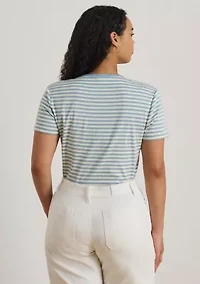 Women's Striped Rib-Knit Stretch Cotton T-Shirt