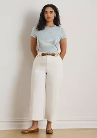 Women's Striped Rib-Knit Stretch Cotton T-Shirt