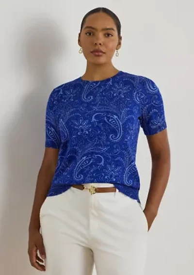 Plus Paisley Short Sleeve Sweater