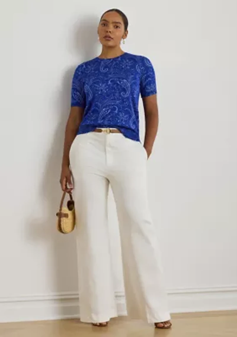 Plus Paisley Short Sleeve Sweater