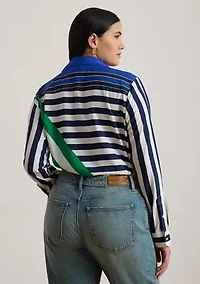 Plus Classic Fit Striped Crepe Shirt