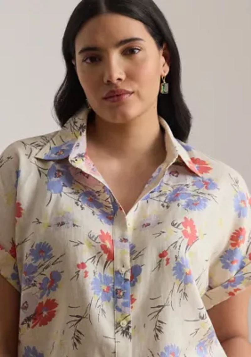 Women's Relaxed Fit Floral Short-Sleeve Shirt