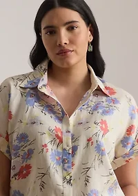 Women's Relaxed Fit Floral Short-Sleeve Shirt