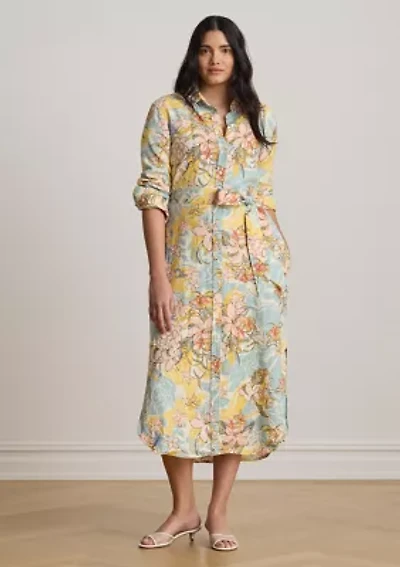 Women's Floral Linen Shirtdress