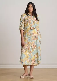 Women's Floral Linen Shirtdress