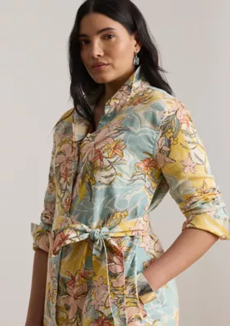 Women's Floral Linen Shirtdress