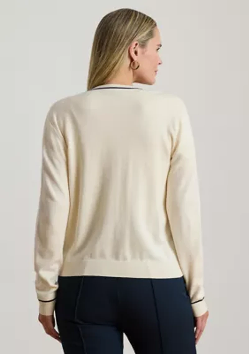 Women's Two-Tone Cotton-Modal Cardigan