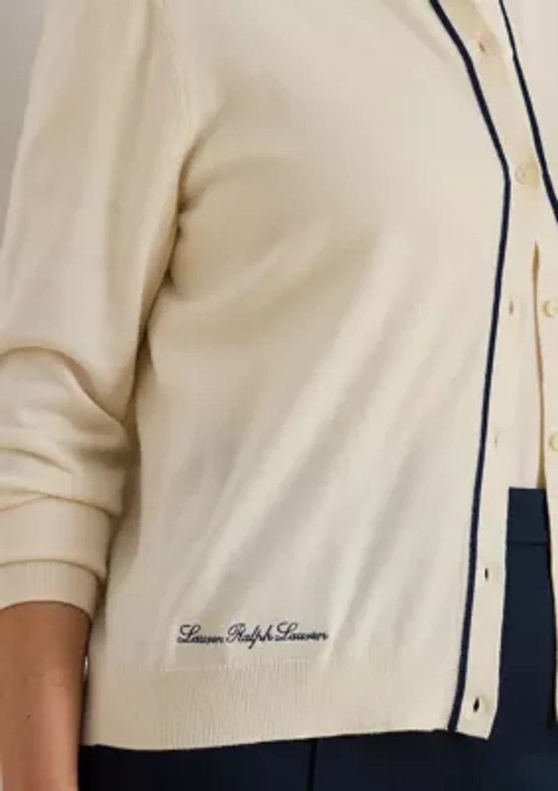 Women's Two-Tone Cotton-Modal Cardigan