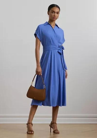 Petite Belted Crepe Dress
