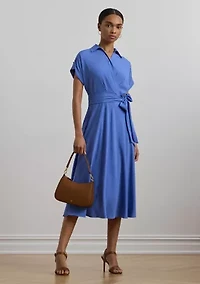Petite Belted Crepe Dress