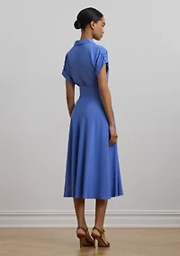 Petite Belted Crepe Dress