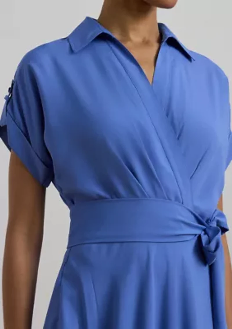 Petite Belted Crepe Dress