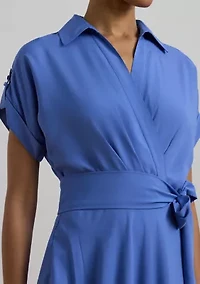 Petite Belted Crepe Dress