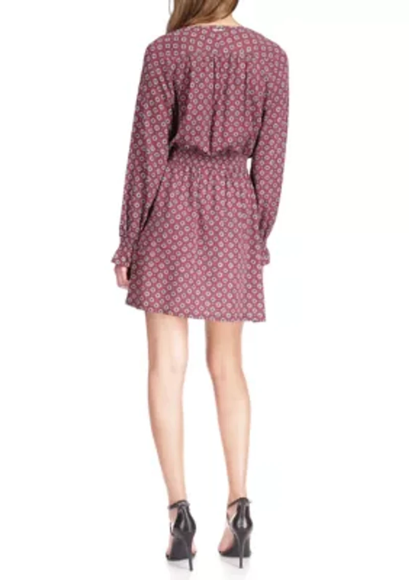 Women's Foulard Peasant Mini Dress