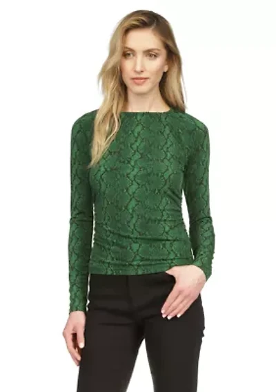 Women's Ruched Snakeskin Knit Top