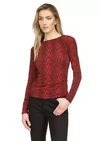 Women's Ruched Snakeskin Knit Top