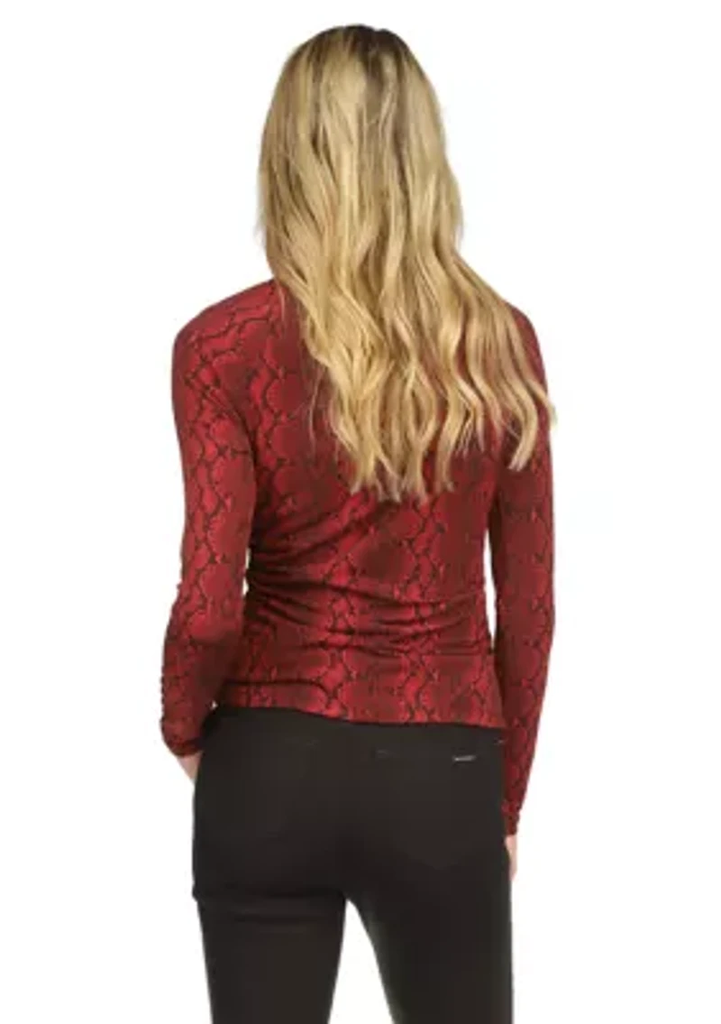 Women's Ruched Snakeskin Knit Top