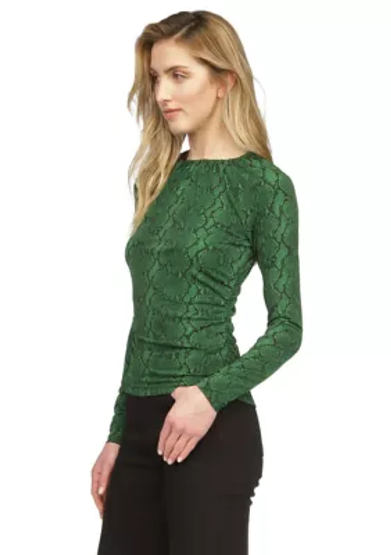 Women's Ruched Snakeskin Knit Top