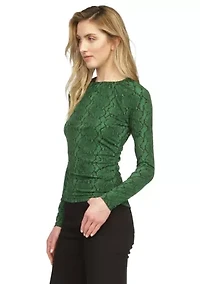 Women's Ruched Snakeskin Knit Top