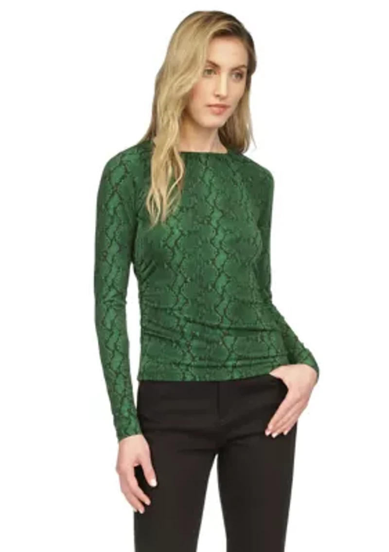 Women's Ruched Snakeskin Knit Top