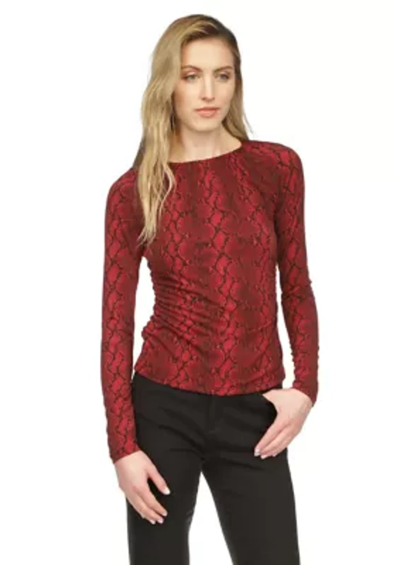 Women's Ruched Snakeskin Knit Top