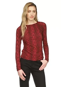 Women's Ruched Snakeskin Knit Top