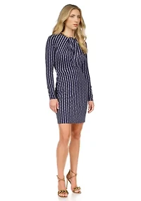 Women's MK Necklace Print Twist Neck Mini Dress