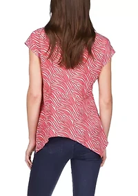 Women's Zebra Handkerchief Hem Chain Top