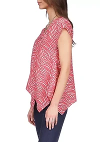 Women's Zebra Handkerchief Hem Chain Top