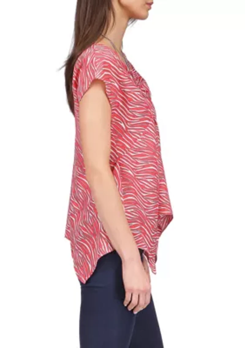 Women's Zebra Handkerchief Hem Chain Top