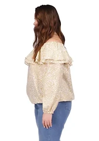 Plus Flower Jacquard Chain Top