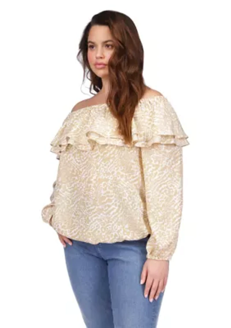 Plus Flower Jacquard Chain Top