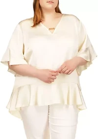 Plus Flutter Chain Neck Top