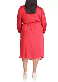 Plus Cheetah Jacquard Midi Wrap Dress
