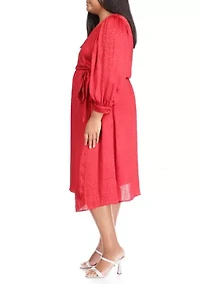 Plus Cheetah Jacquard Midi Wrap Dress