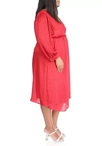 Plus Cheetah Jacquard Midi Wrap Dress