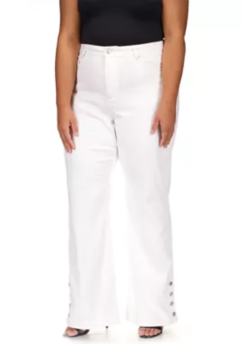 Plus White Selma Shank Flare Denim Jeans
