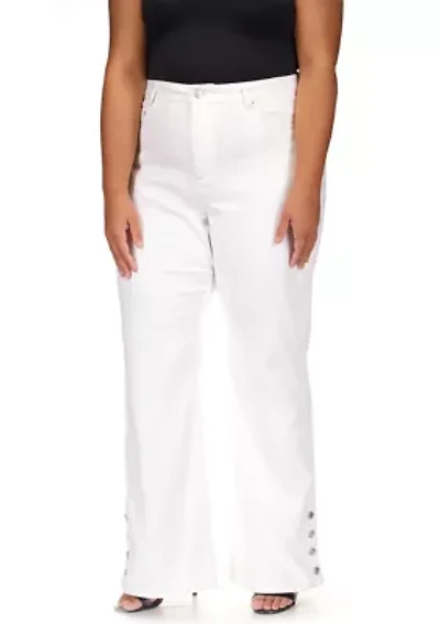 Plus White Selma Shank Flare Denim Jeans