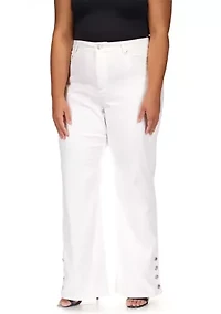 Plus White Selma Shank Flare Denim Jeans