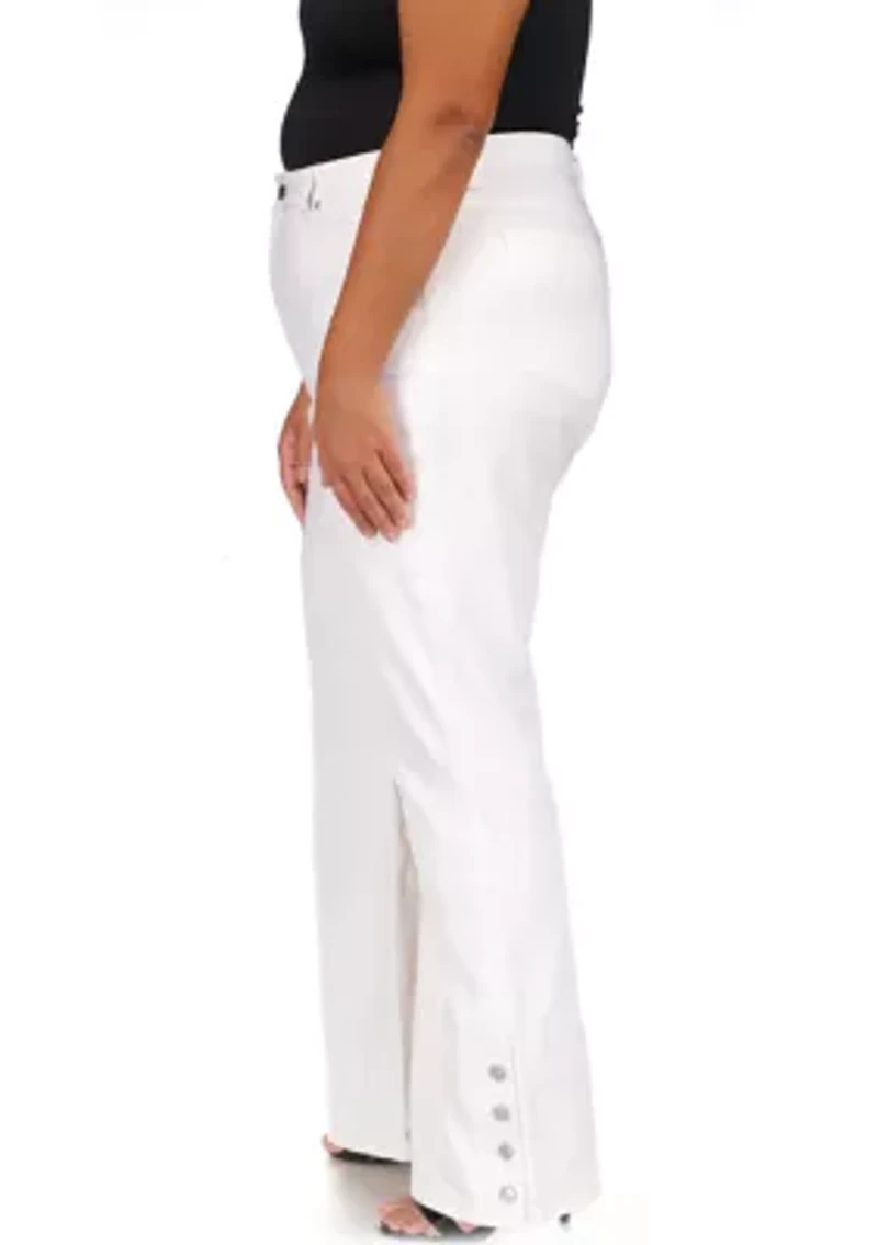 Plus White Selma Shank Flare Denim Jeans