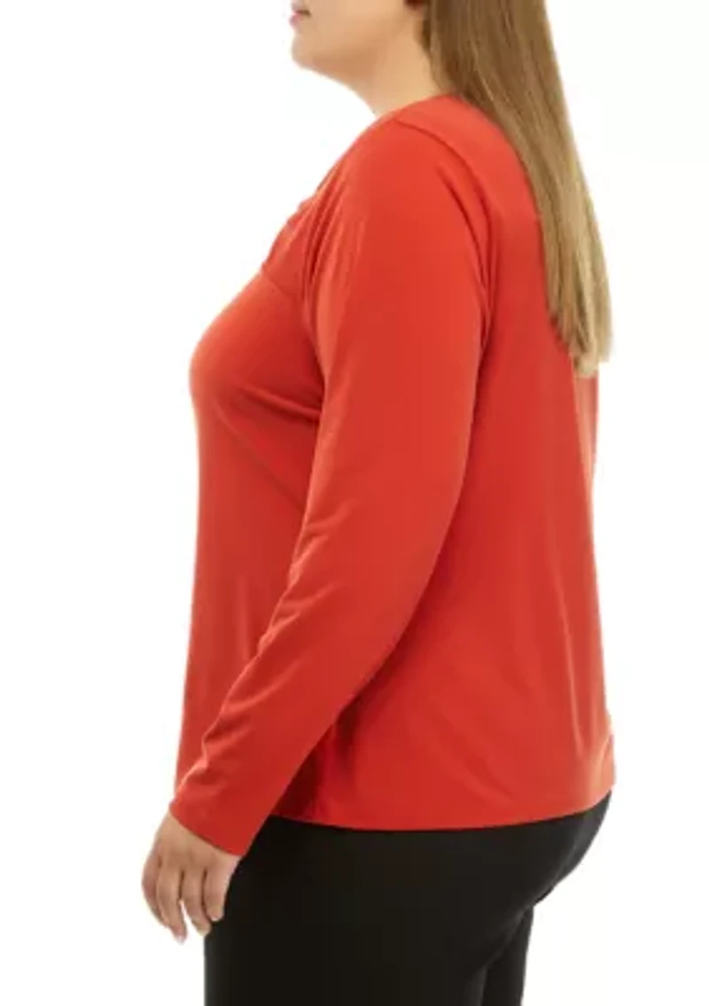 Plus Long Sleeve Hardware Knit Top