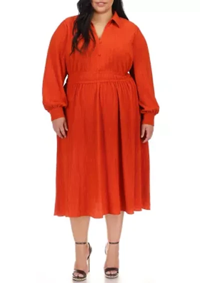 Plus Smocked Waist Midi Dress