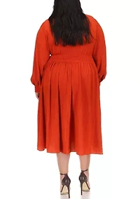 Plus Smocked Waist Midi Dress