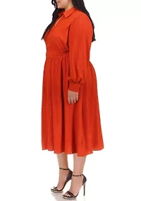 Plus Smocked Waist Midi Dress