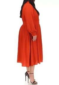 Plus Smocked Waist Midi Dress