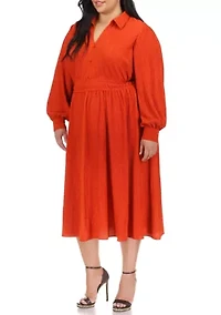 Plus Smocked Waist Midi Dress
