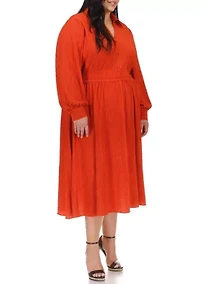 Plus Smocked Waist Midi Dress