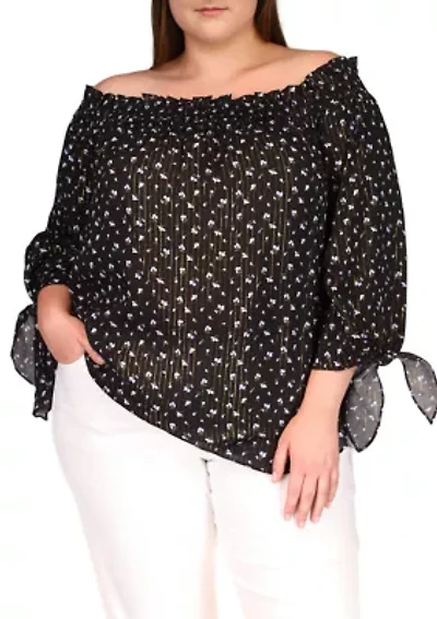 Plus Off the Shoulder Printed Top