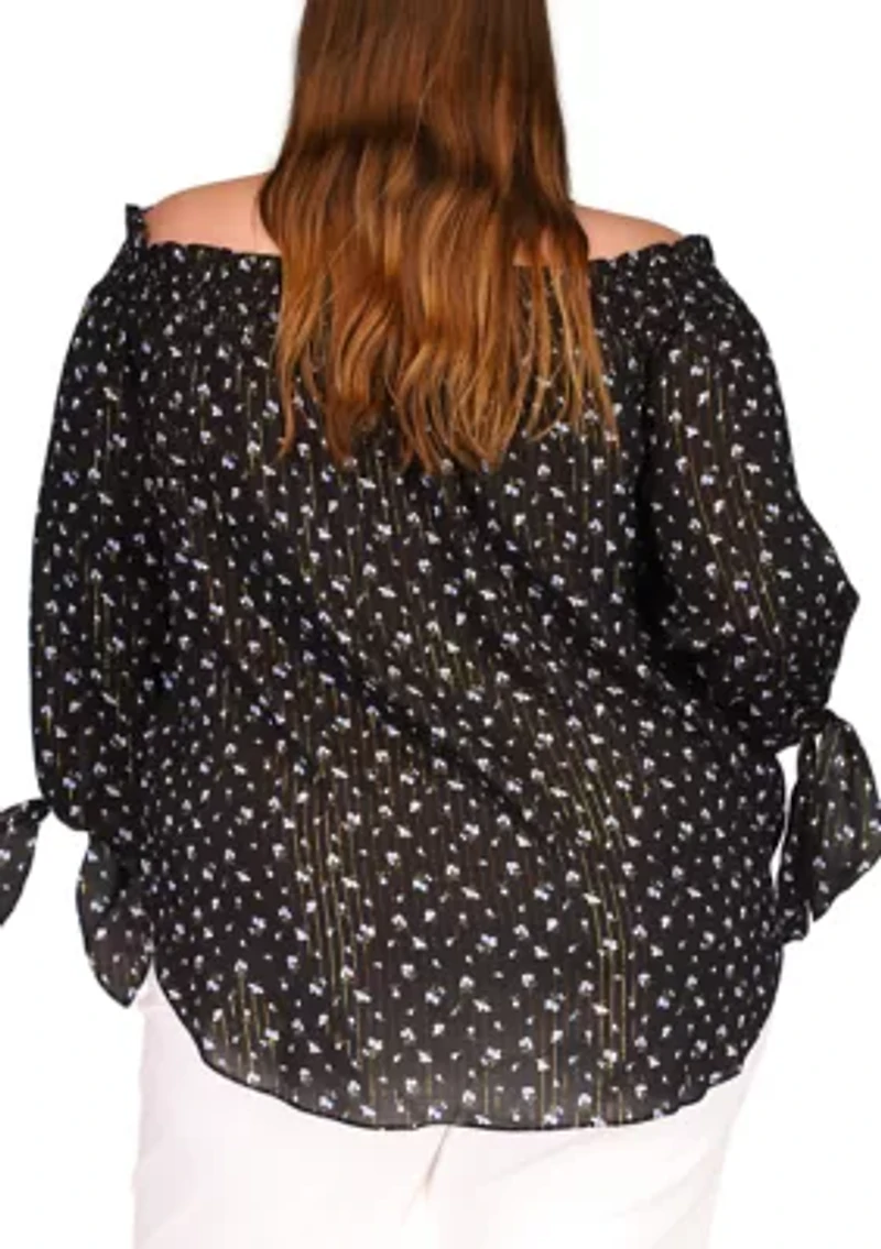 Plus Off the Shoulder Printed Top