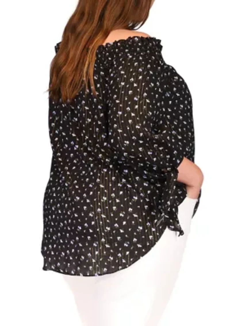 Plus Off the Shoulder Printed Top